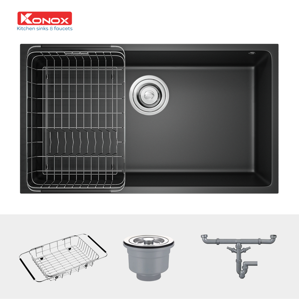 Chậu rửa bát âm Konox Naros 760S Black