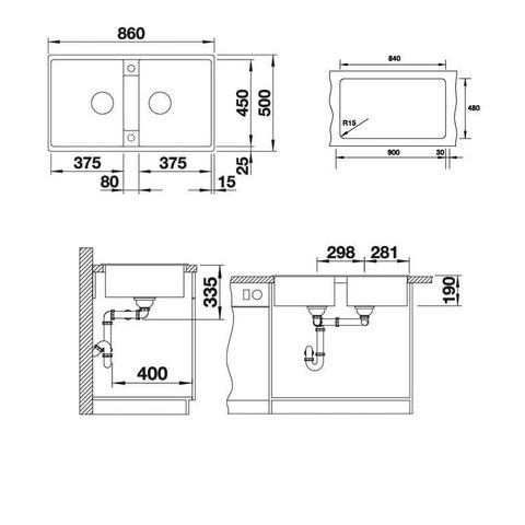 Chậu đá blancozia 9 567.68.949 màu xám