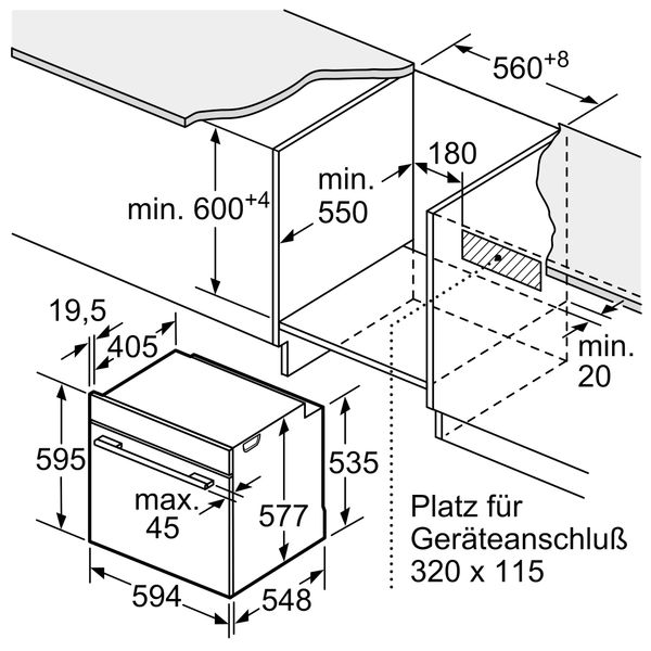 Lò nướng kèm hấp âm tủ Bosch HSG636BS1