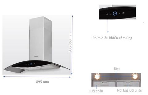 Hút mùi áp tường Malloca MC 9018HS