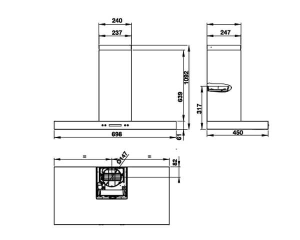 Hút mùi áp tường Hafele HH-WI70C 539.81.158