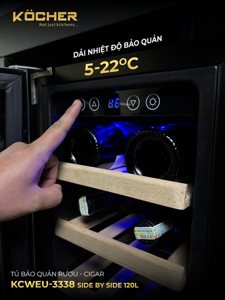 Tủ bảo quản rượu tích hợp tủ Cigar Kocher KCWEU3338B