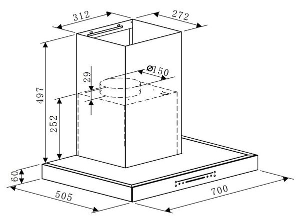 Hút mùi áp tường Hafele HC-W705B 533.87.377