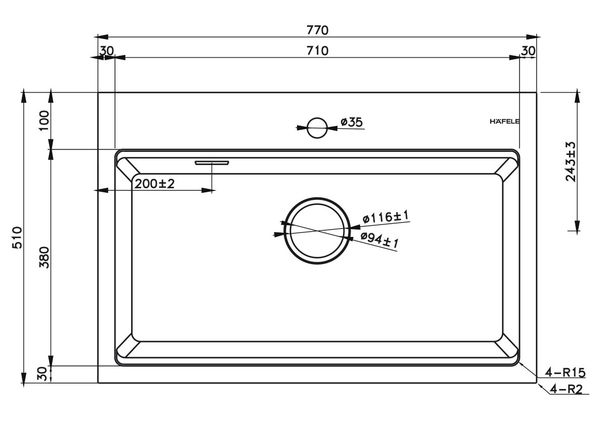 Chậu dương Hafele HS22-GEN1S90M 577.25.330