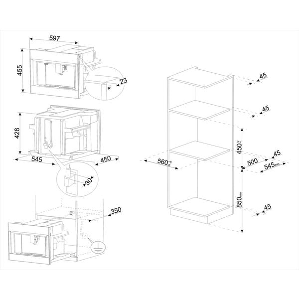 Máy pha cà phê lắp âm Smeg CMS4604NR 536.54.079