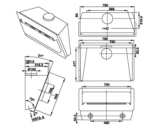 Hút mùi áp tường Hafele HH-WVG80D 539.81.194