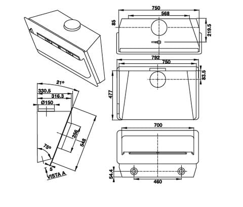 Hút mùi áp tường Hafele HH-WVG80D 539.81.194