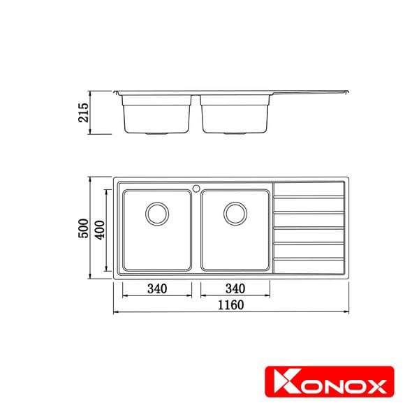 Chậu dương Konox Premium KS11650 2B