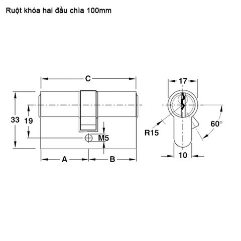 RUỘT KHÓA HAI ĐẦU CHÌA HAFELE 916.96.042