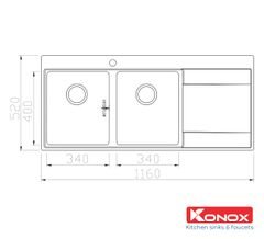 Chậu rửa âm Konox Unico 11652