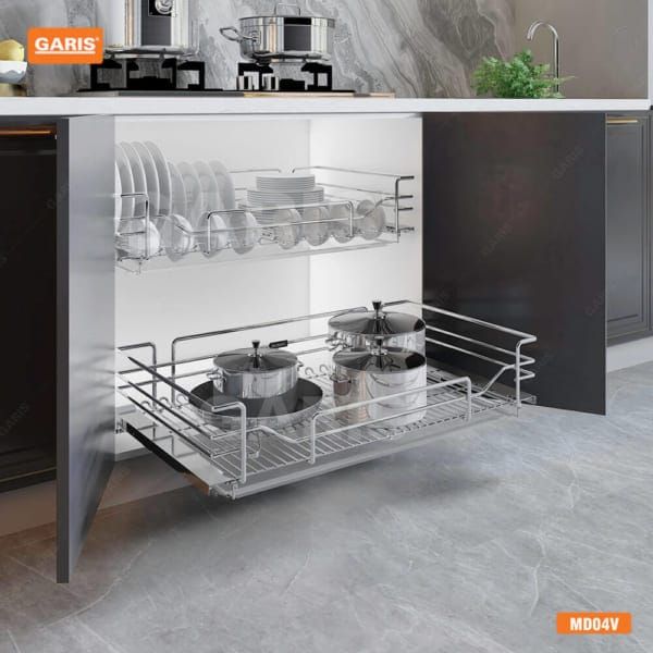 GIÁ BÁT ĐĨA, XOONG NỒI TỦ DƯỚI GARIS MD04V