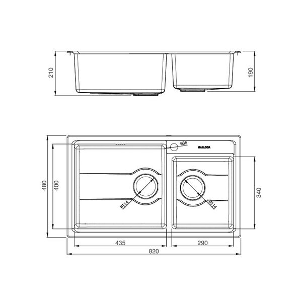Chậu rửa chén Malloca MS 5082W