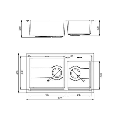 Chậu rửa chén Malloca MS 5082W