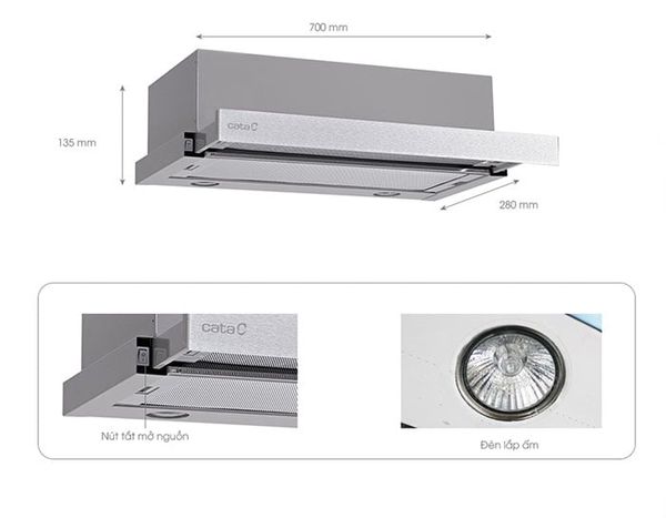 Hút mùi âm tủ Cata TF-2003 Duralum 600