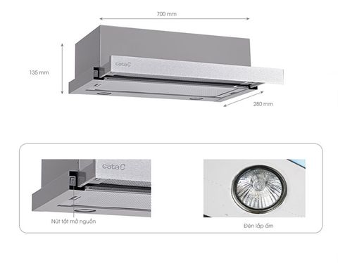 Hút mùi âm tủ Cata TF-2003 Duralum 600