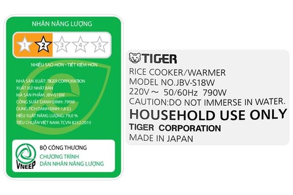 Nồi cơm điện tử Tiger 1.8 lít JBV-S18W