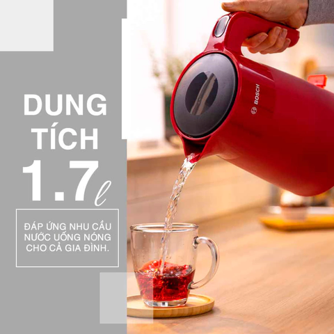ẤM ĐUN NƯỚC SIÊU TỐC BOSCH HÀNG CHÍNH HÃNG TWK2M164 ( MÀU ĐỎ)