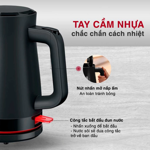 Ấm đun nước BOSCH chính hãng TWK3M123 màu đen