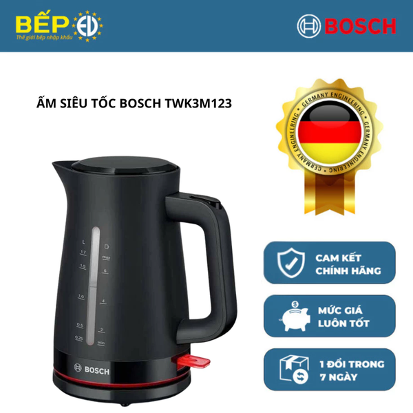 Ấm đun nước BOSCH chính hãng TWK3M123 màu đen