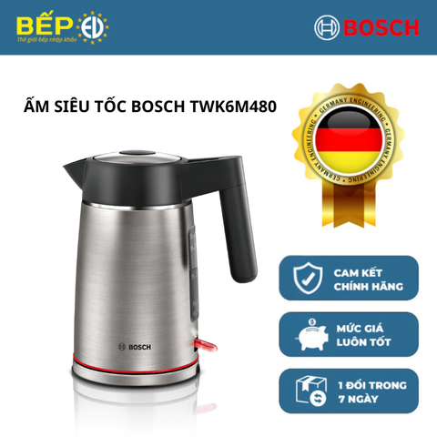 ẤM ĐUN NƯỚC SIÊU TỐC BOSCH CHÍNH HÃNG TWK6M480 ( INOX XÁM)