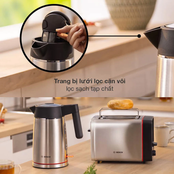 ẤM ĐUN NƯỚC SIÊU TỐC BOSCH CHÍNH HÃNG TWK6M480 ( INOX XÁM)