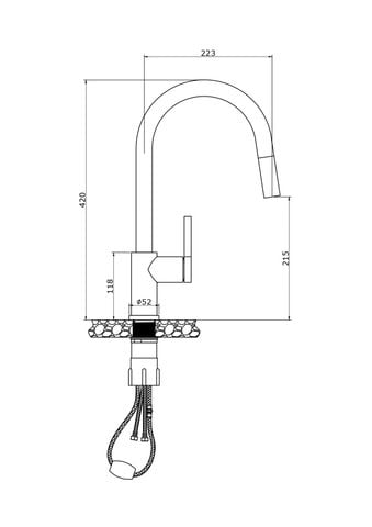 Vòi rửa bát rút dây Konox Alto Nickel