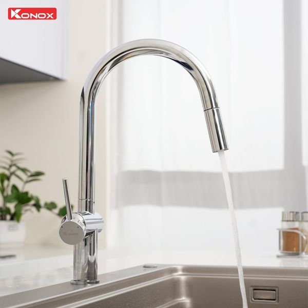 Vòi rửa bát dây rút Comfor Chrome