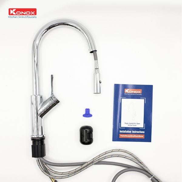 Vòi rửa bát rút dây konox Ponte Chrome