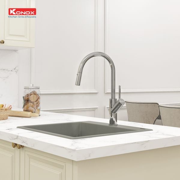 Vòi rửa bát rút dây konox Ponte Chrome