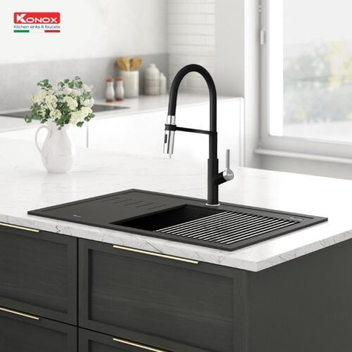 Vòi rửa bát thân mềm Konox Tema Black