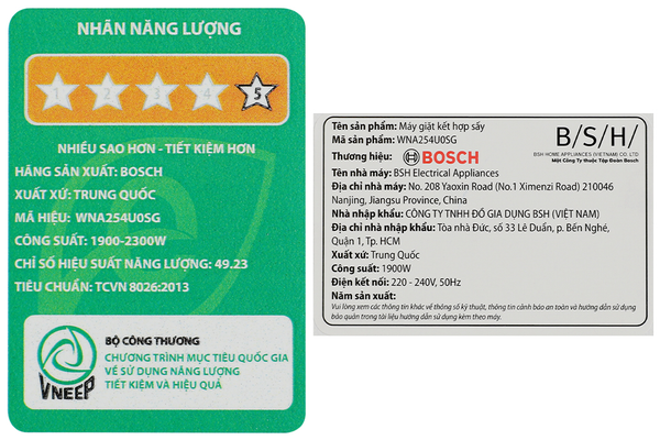 Máy giặt kèm sấy Bosch WNA254U0SG 10/6KG Serie 6