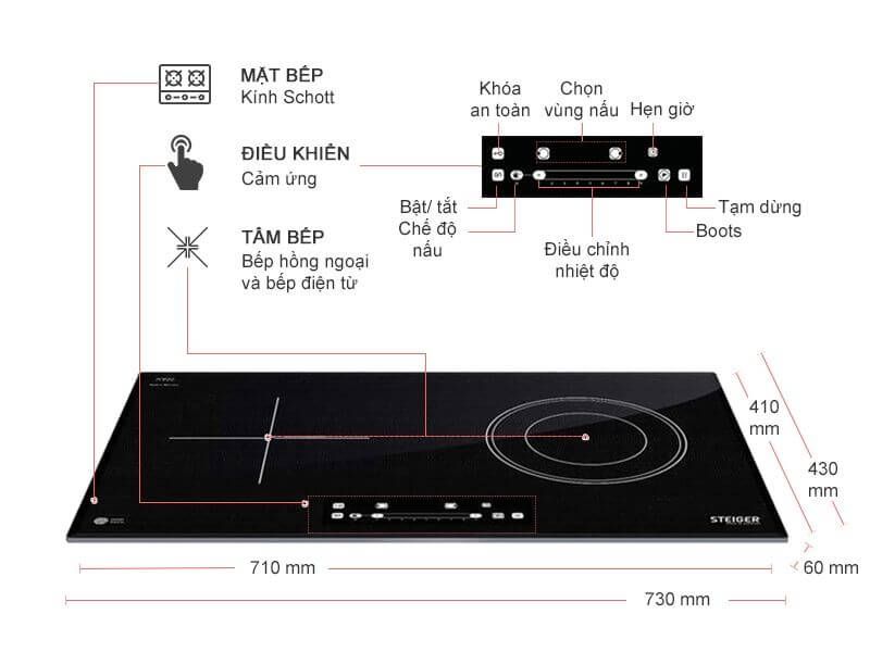  Bếp hỗn hợp Steiger STG-MIX210 