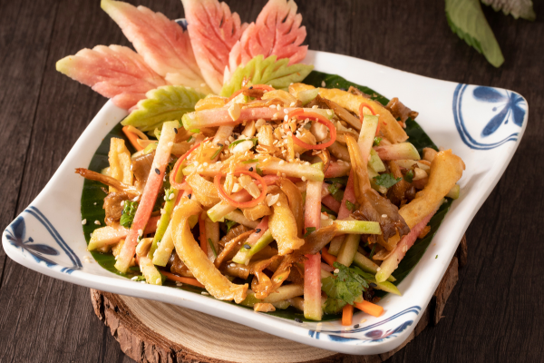  Gỏi ruby đậu hủ nấm giòn 