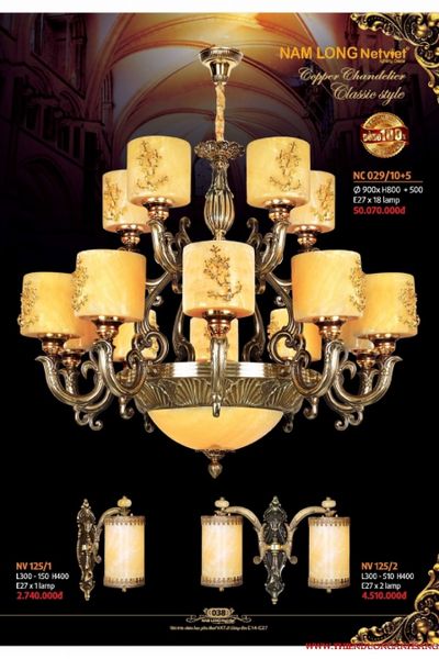 Đèn chùm đồng đá cổ điển