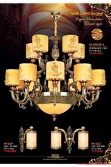 Đèn chùm đồng đá cổ điển