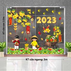 DECAL COMBO BÉ ĐI CHỢ XUÂN VÀ XE DƯA HẤU