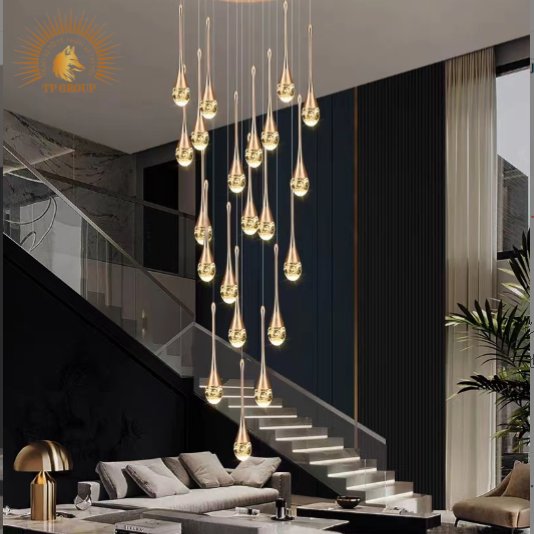 ĐÈN THẢ PHA LÊ GIỌT NƯỚC THÔNG TẦNG CAO CẤP P8231