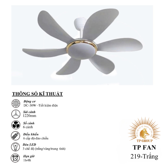 QUẠT TRẦN TP FAN 219 màu trắng (LẮP ĐẶT MIỄN PHÍ)