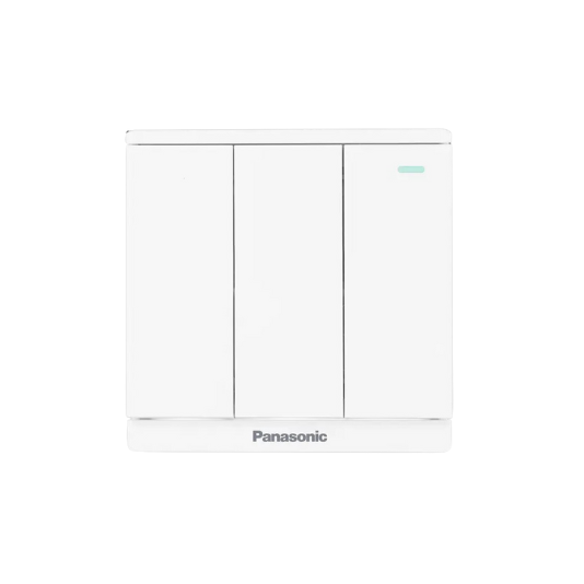 Panasonic Moderva - Bộ 3 Công Tắc C, 2 Chiều, Bắt Vít Có Chỉ Báo Dạ Quang Màu Trắng