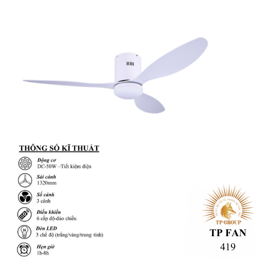 QUẠT TRẦN TP FAN 419 (LẮP ĐẶT MIỄN PHÍ)