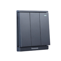 Panasonic Moderva - Bộ 3 Công Tắc C, 2 Chiều, Bắt Vít Có Chỉ Báo Dạ Quang Màu Xám Ánh Kim