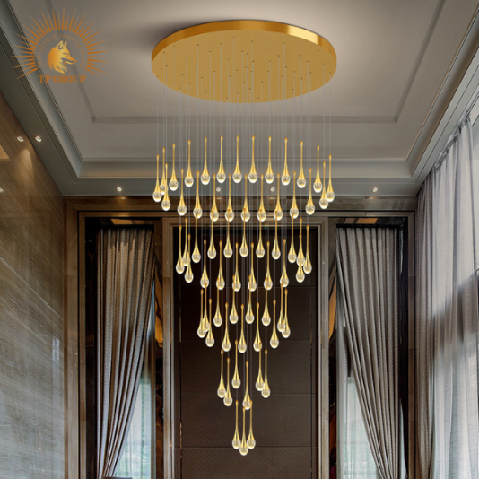 ĐÈN THẢ PHA LÊ GIỌT NƯỚC THÔNG TẦNG CAO CẤP P8231