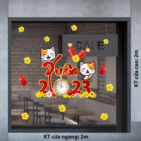 DECAL ĐÔI MÈO VUI NHỘN ĐÓN XUÂN 2023