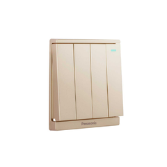 Panasonic Moderva - Bộ 4 Công Tắc C, 2 Chiều, Bắt Vít Có Chỉ Báo Dạ Quang Màu Vàng Ánh Kim