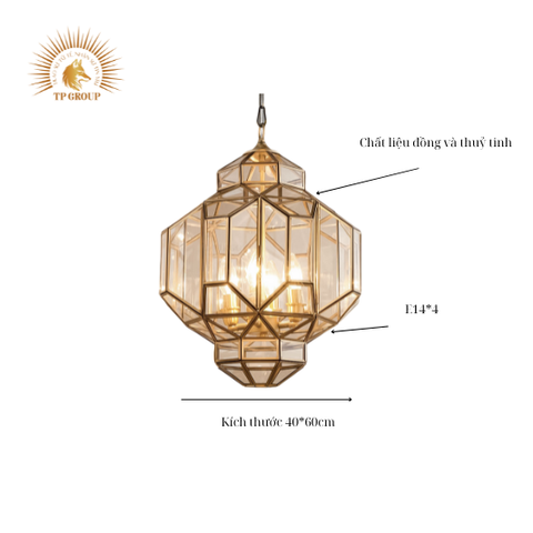 ĐÈN THẢ ĐỒNG LỒNG KÍNH CAO CẤP P19140 VRG-EUCD191