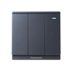 Panasonic Moderva - Bộ 3 Công Tắc C, 2 Chiều, Bắt Vít Có Chỉ Báo Dạ Quang Màu Xám Ánh Kim