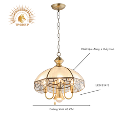 ĐÈN THẢ CHỤP ĐỒNG CAO CẤP P1923  VRG -THD1923