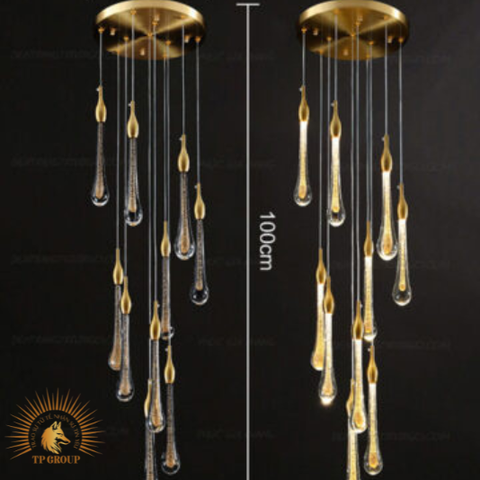 ĐÈN THẢ TRANG TRÍ PHA LÊ THÔNG TẦNG GIỌT NƯỚC CAO CẤP VIRGO L039