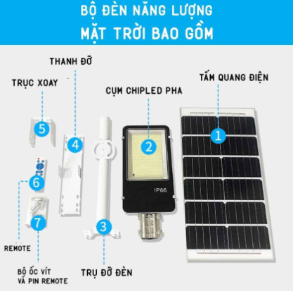 Đèn Đường 300W Năng Lượng Mặt Trời