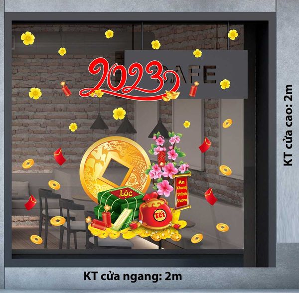 DECAL COMBO BÁNH CHƯNG VÀ ĐỒNG TIỀN VÀNG